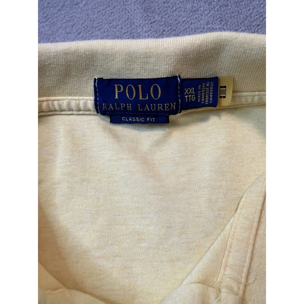 Polo Ralph Lauren Mens Shirt XXL Yellow  Short Sleeve Pony Logo